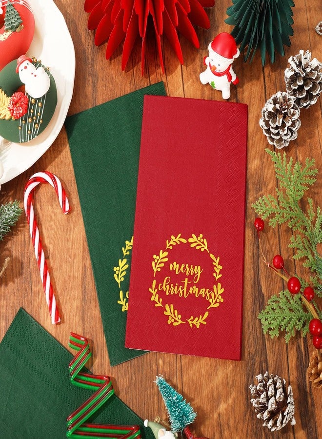 وولاين مناديل ضيوف عيد الميلاد من والين، مزينة بإكليل ذهبي، ثلاث طبقات، للاستخدام مرة واحدة، مناديل حمام، مناديل حمراء وخضراء، مناديل يد للضيوف، مستلزمات حفلات عيد الميلاد، 80 قطعة - Image 4